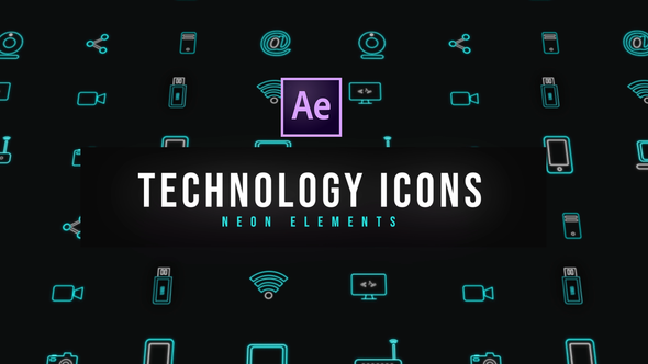 Tech Neon Icons | Resizable