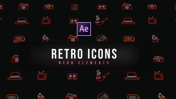 Retro Neon Icons | Resizable