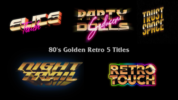 80s Golden Retro 5 Titles Titles template preview