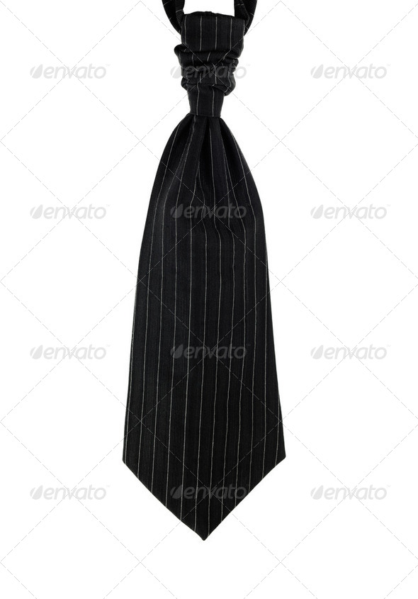 Wedding tie for men. Pinstripe, black isolated on white - Stock Photo - Images