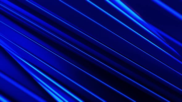 Side view of spinning slowly abstract tube with its external surface formed by blue long planes alt