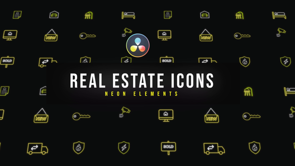 Real Estate Neon Icons