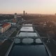 Sunset City Downtown River Bridge Establishing Aerial Shot During Amazing Sunset - VideoHive Item for Sale