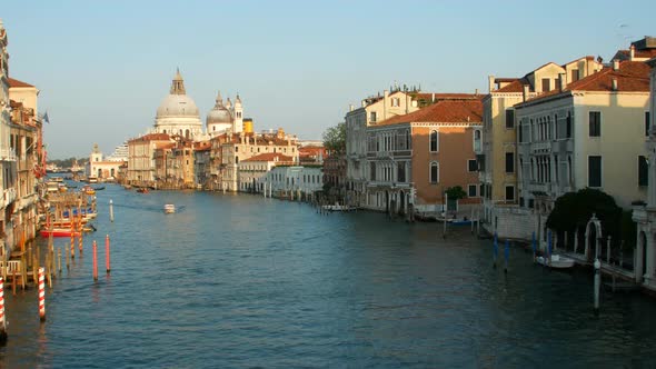 Water transport in Venice, motor boats on the Grand Canal Venice alt