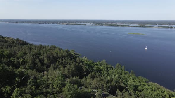 Nature of Ukraine: Dnipro River. Aerial View. Slow Motion alt