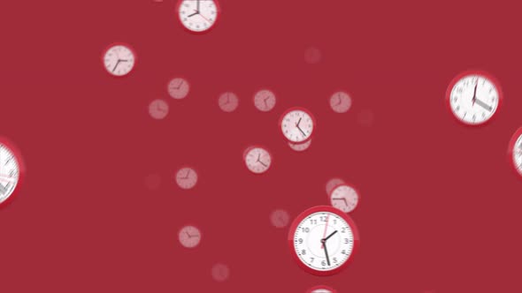 Clock time lapse and moving fast animation, Different clocks rotating, spinning, turning together.