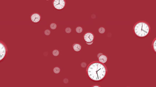 Clock time lapse and moving fast animation, Different clocks rotating, spinning, turning together. alt