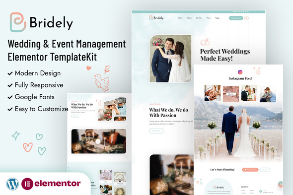 Bridely | Wedding & Event Management Elementor Template Kit