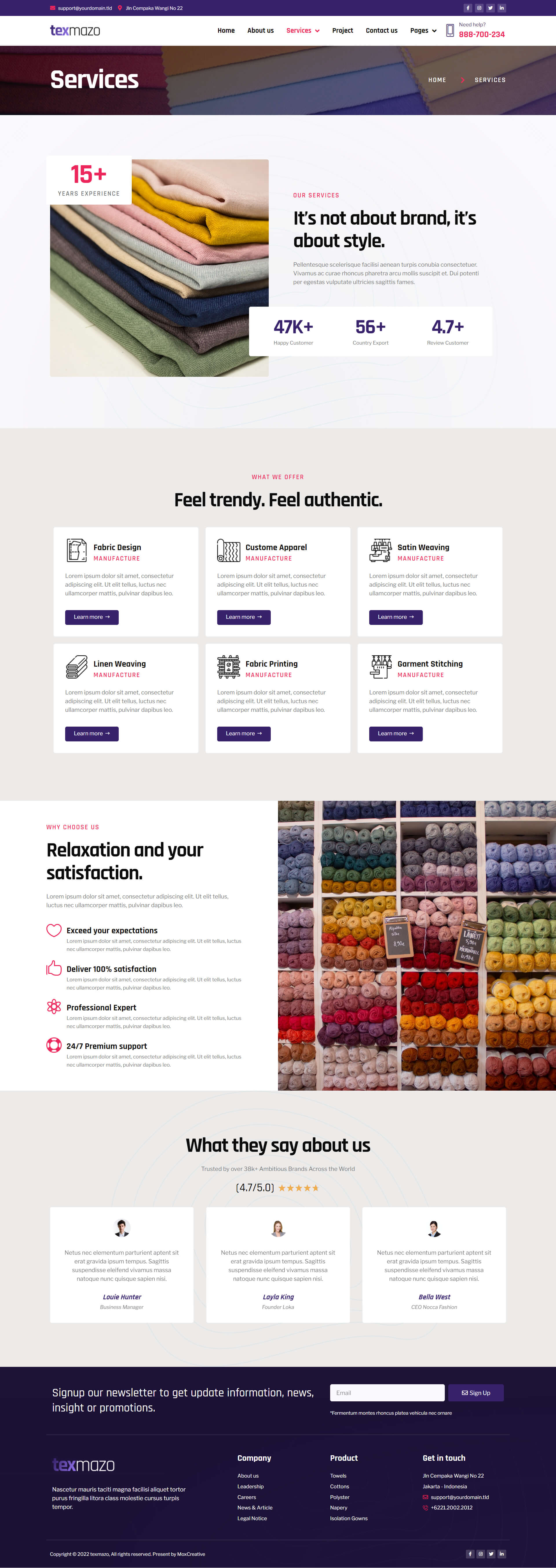 Texmazo - Textile & Garment Industry Elementor Template Kit by moxcreative
