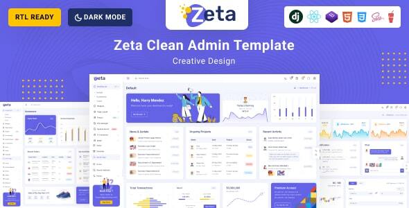 Zeta - React js , Django, Bootstrap 5 HTML Admin & Dashboard Template