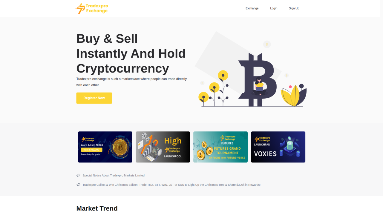 Tradexpro Exchange - Crypto Buy Sell and Trading platform, ERC20 and BEP20  Tokens Supported