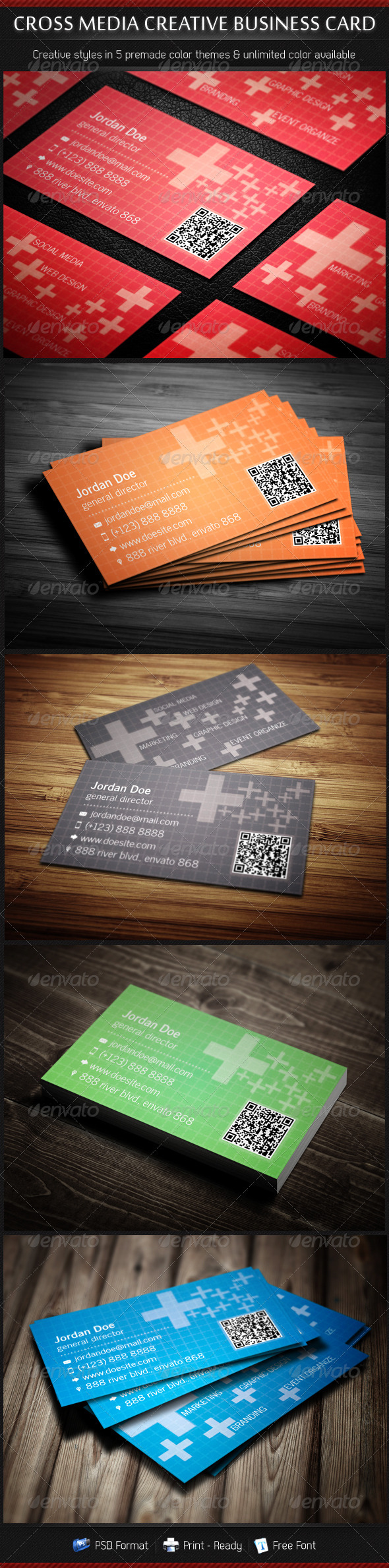 Cross Media Creative Business Cards 5 in 1 - Creative Business Cards
