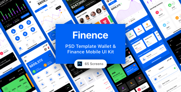 Finence - PSD Template Wallet & Finance Mobile UI Kit