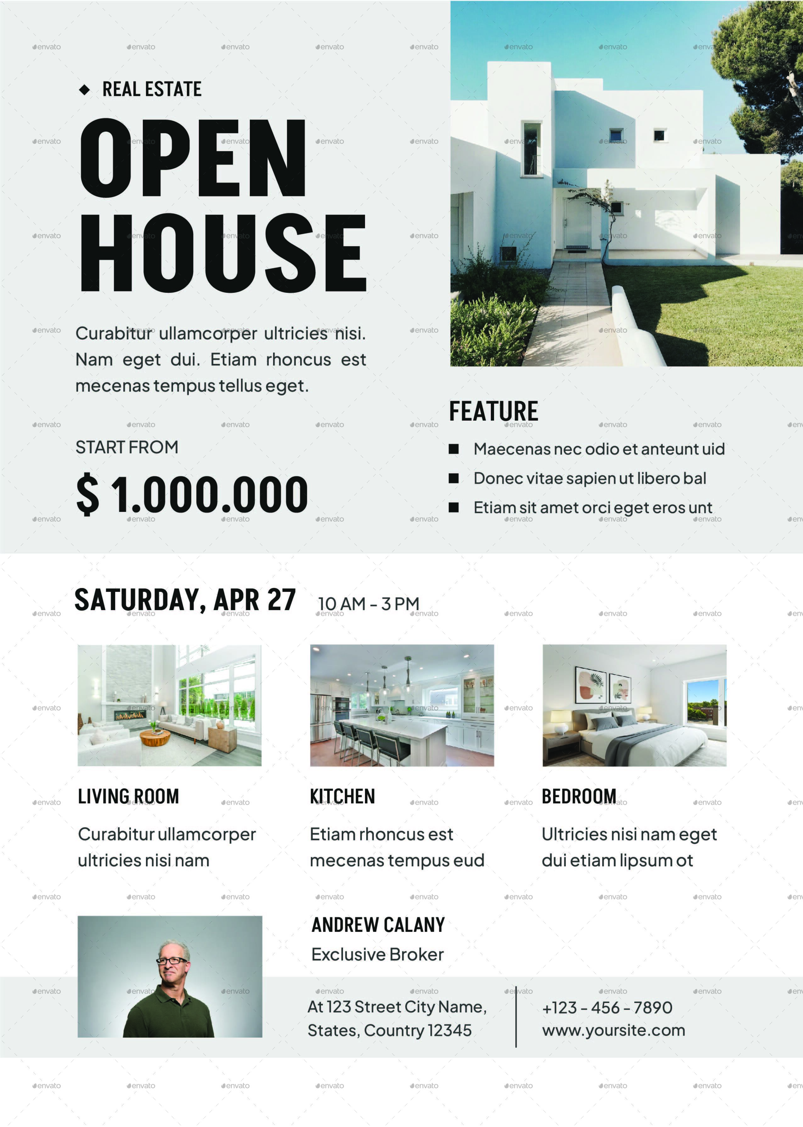 Real Estate Open House Flyer, Print Templates GraphicRiver