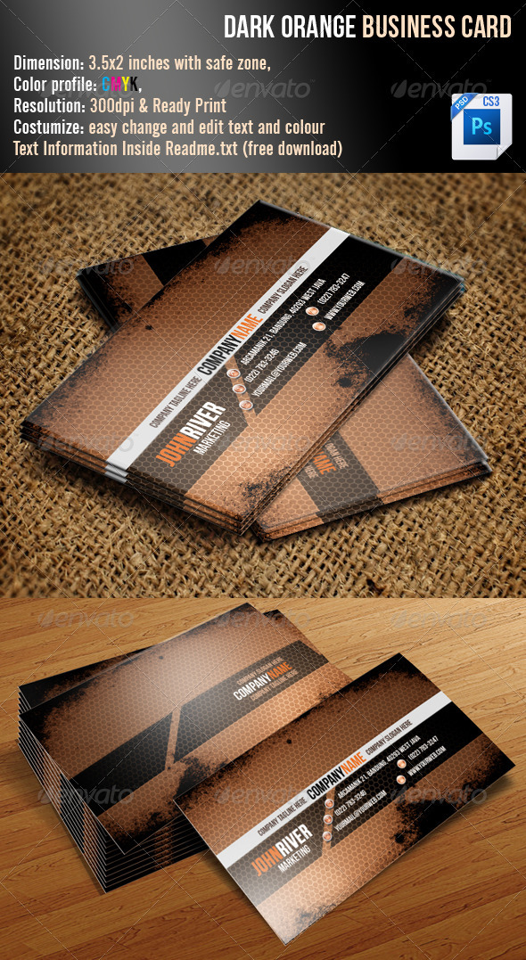 Dark Orange Grunge Business Card - Grunge Business Cards
