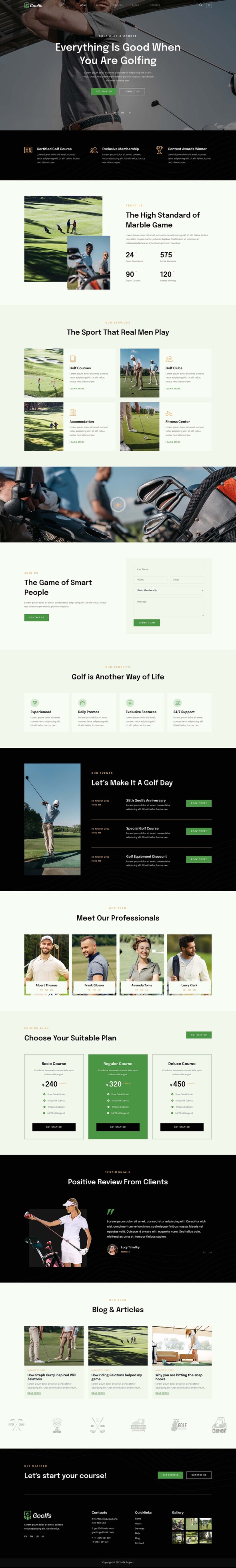 Goolfs - Golf Course & Club Elementor Template Kit