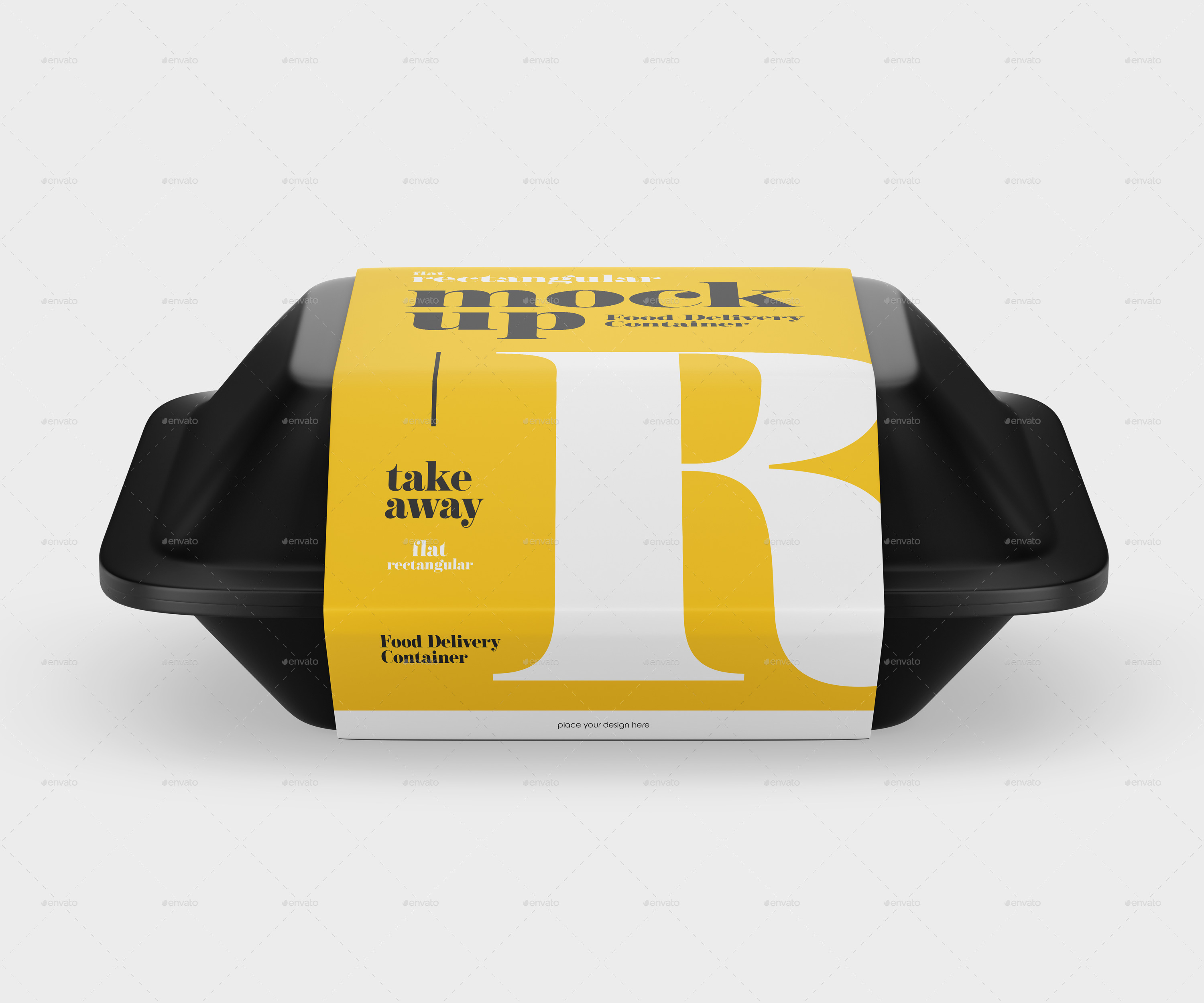 Flat Rectangular Food Delivery Container Mockup Set, Graphics ...