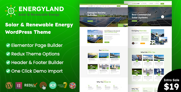 Energyland – Solar & Renewable Energy WordPress Theme