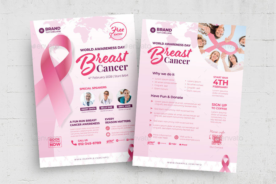 Pink Cancer Flyer Template, Print Templates | GraphicRiver