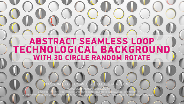 Abstract Seamless Loop Technological Background With 3d Circle Random Rotate alt