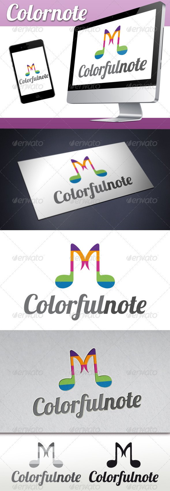 Music Colorful Notes Logo - Objects Logo Templates