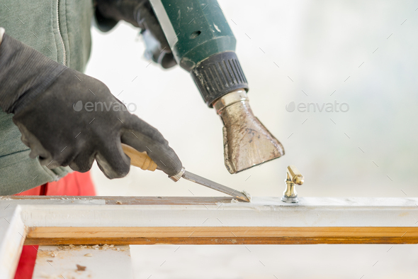Window frame being restoring - Stock Photo - Images