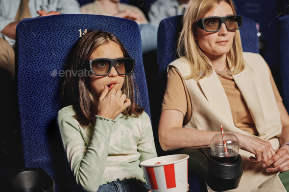 Mom And Kid In 3D Glasses