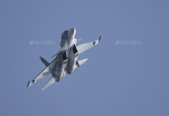  aerobatic Su-30 perfoming demonstration flight - Stock Photo - Images