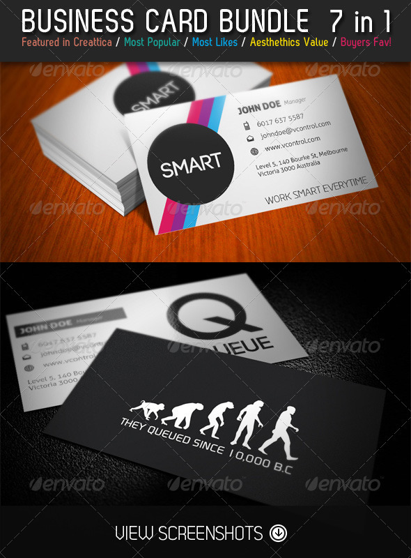 7 Wonders Business Card Bundle 7 in 1 - Creative Business Cards
