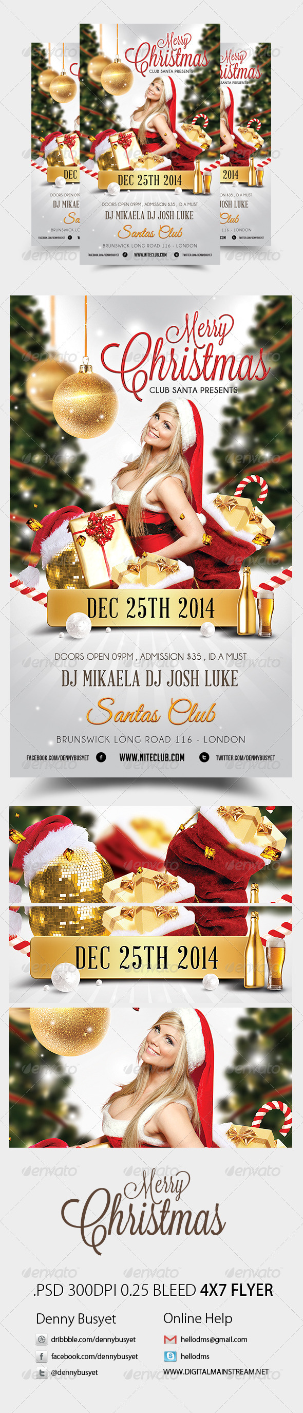 Merry Christmas Nightclub Psd Flyer Template - Holidays Events