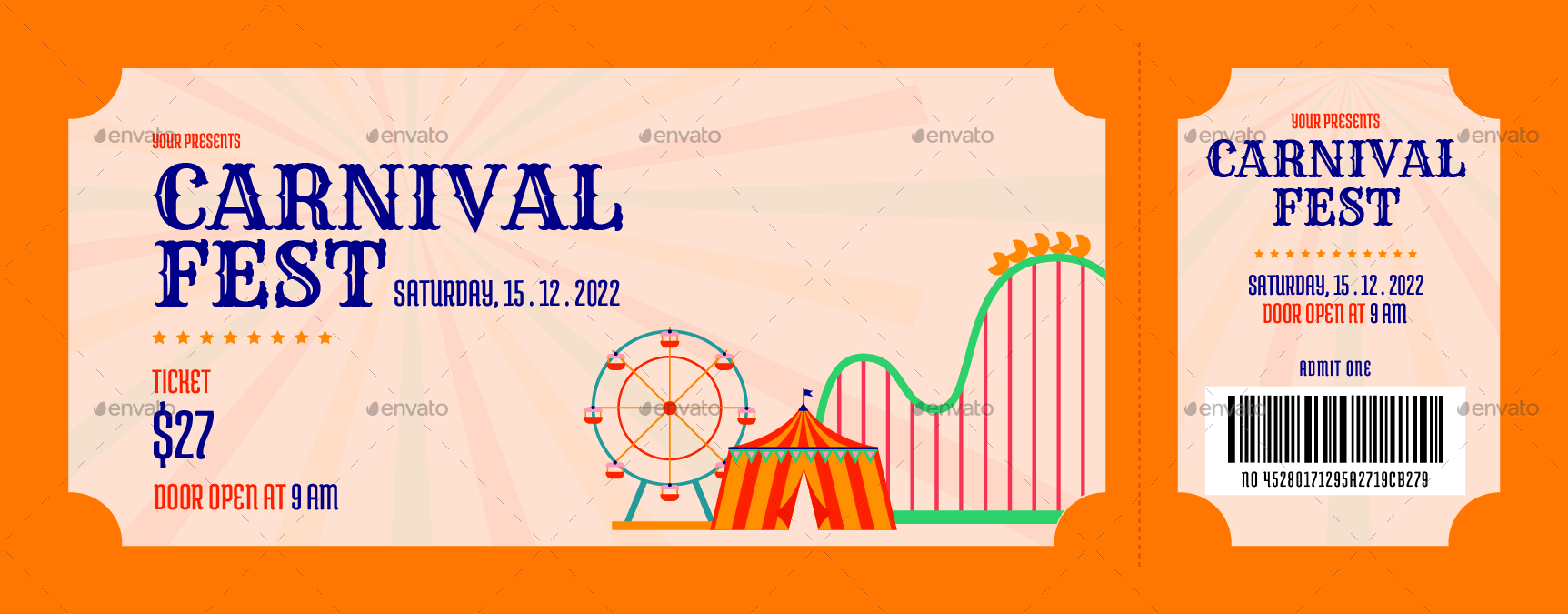 Fun Fair Carnival Ticket, Print Templates GraphicRiver