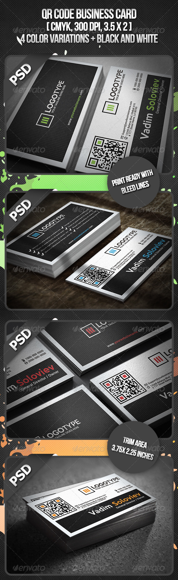 QR Code Business Card - Business Cards Print Templates
