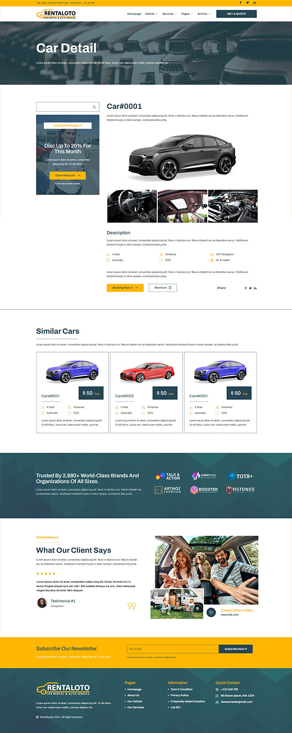 Rentaloto - Car Rental & Auto Services Elementor Template Kit by Rometheme