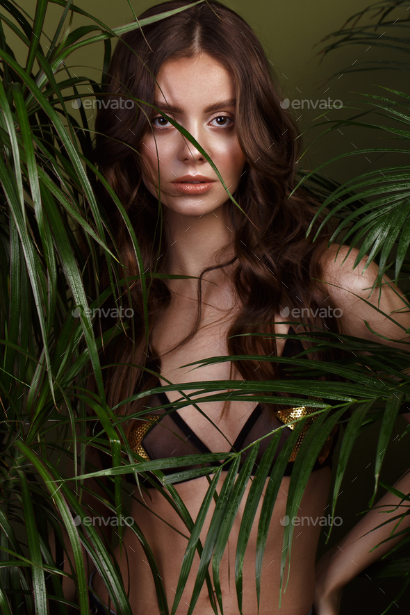 woman in bikini, green plants. Stock Photo by Kobrinphoto PhotoDune