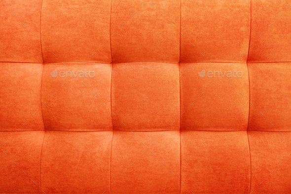 Orange suede leather background, classic checkered pattern for furniture, wall, headboard - Stock Photo - Images