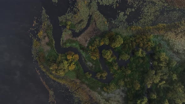  Aerial View of a River Meanders 4K