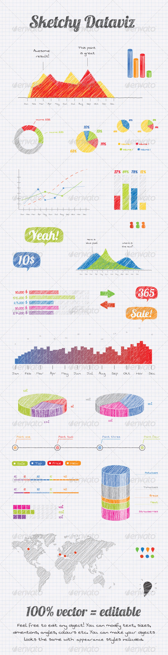 Sketchy Infographic Elements Set - Infographics