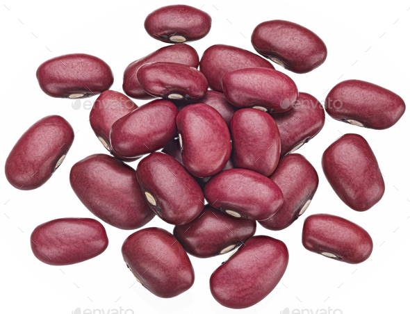 Red kidney beans isolated on white background with clipping path