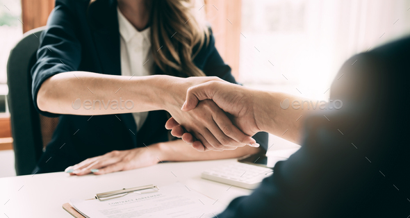 businessman handshake for teamwork of business merger and acquisition - Stock Photo - Images