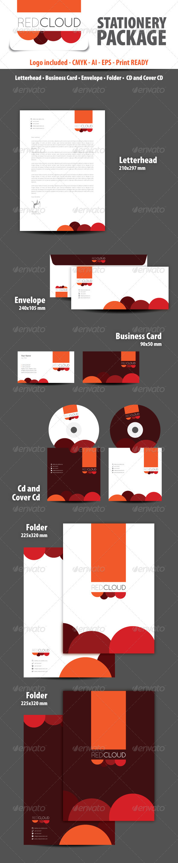 Red Cloud Stationery Package - Stationery Print Templates