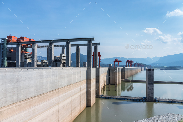 Close-up of the three gorges dam