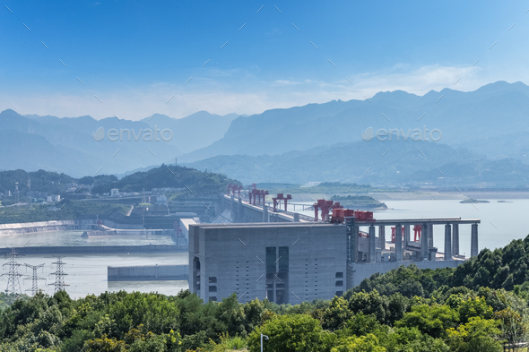 closeup of the three gorges dam - Stock Photo - Images