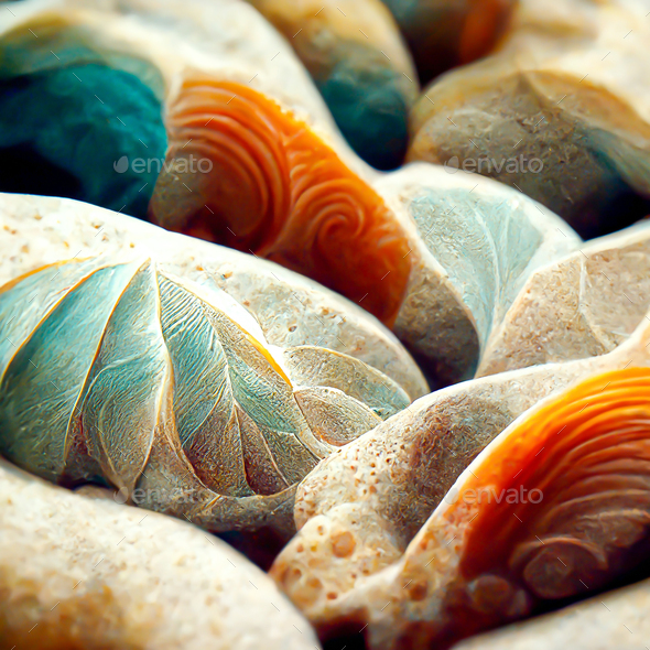 Sea shells colorful abstract background 3D illustration - Stock Photo - Images