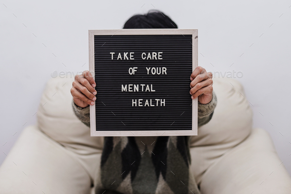 Mental health motivational quote on the letter board