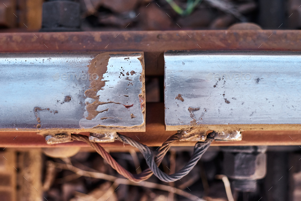 Clearance at the railway junction closeup. Rail Safety