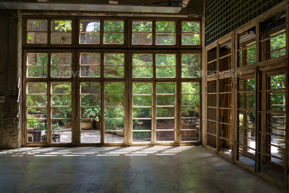 Big Wooden Frame Of Panoramic Window Of Cottage House Overlooking   ABC08988 