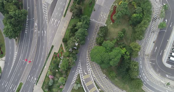 Aerial footage viaduct and running vehicles  in Shenzhen city,China alt