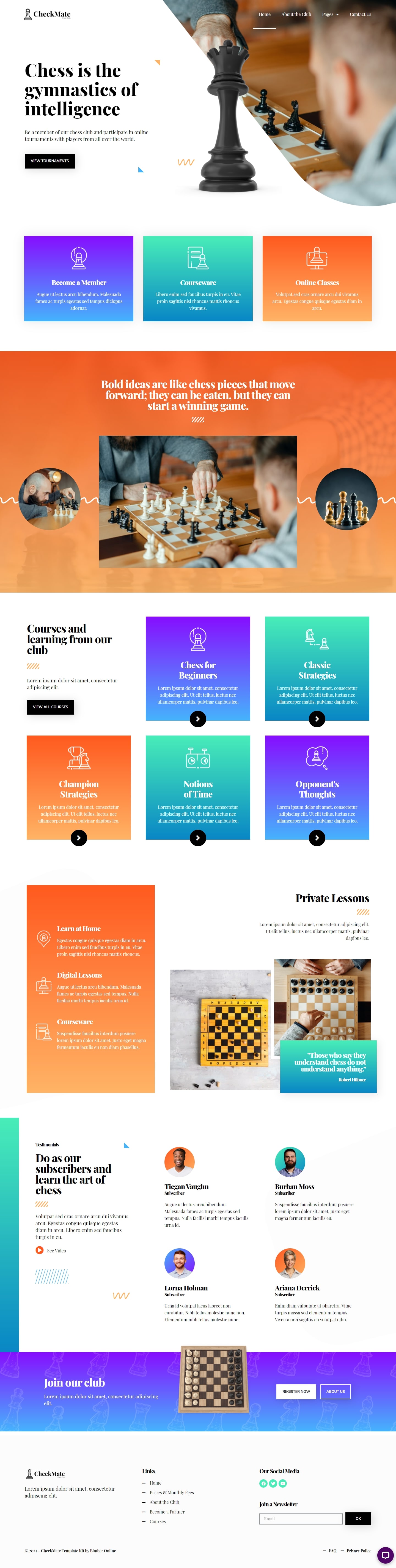 CheckMate - Chess Club & Tournaments Elementor Template Kit by BimberOnline
