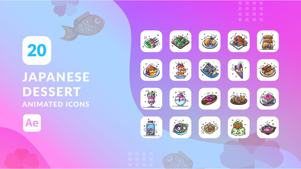 Japanese Dessert Animated Icons | After Effects