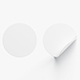 Two White Round Stickers - flat and curled corners glutinous tally